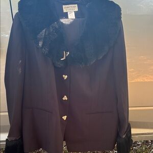 Women's Black Jacket with Faux Fur Trim